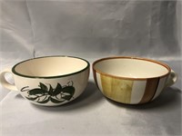 PAIR OF SOUP CUPS.  ONE IS VINTAGE JAPAN HAND