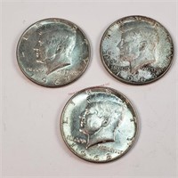 3- Kennedy Half Dollars 1967 & 1968