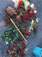 Christmas wreaths and flower arrangements
