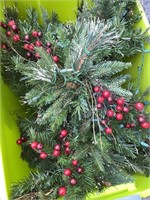 2 totes of Christmas greenery, ornaments and more