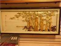 Framed 3D of bamboo composed of shells and