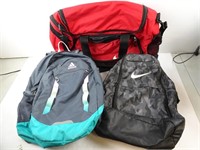 Lot of 3 Name Brand Athletic Backpacks & Duffel