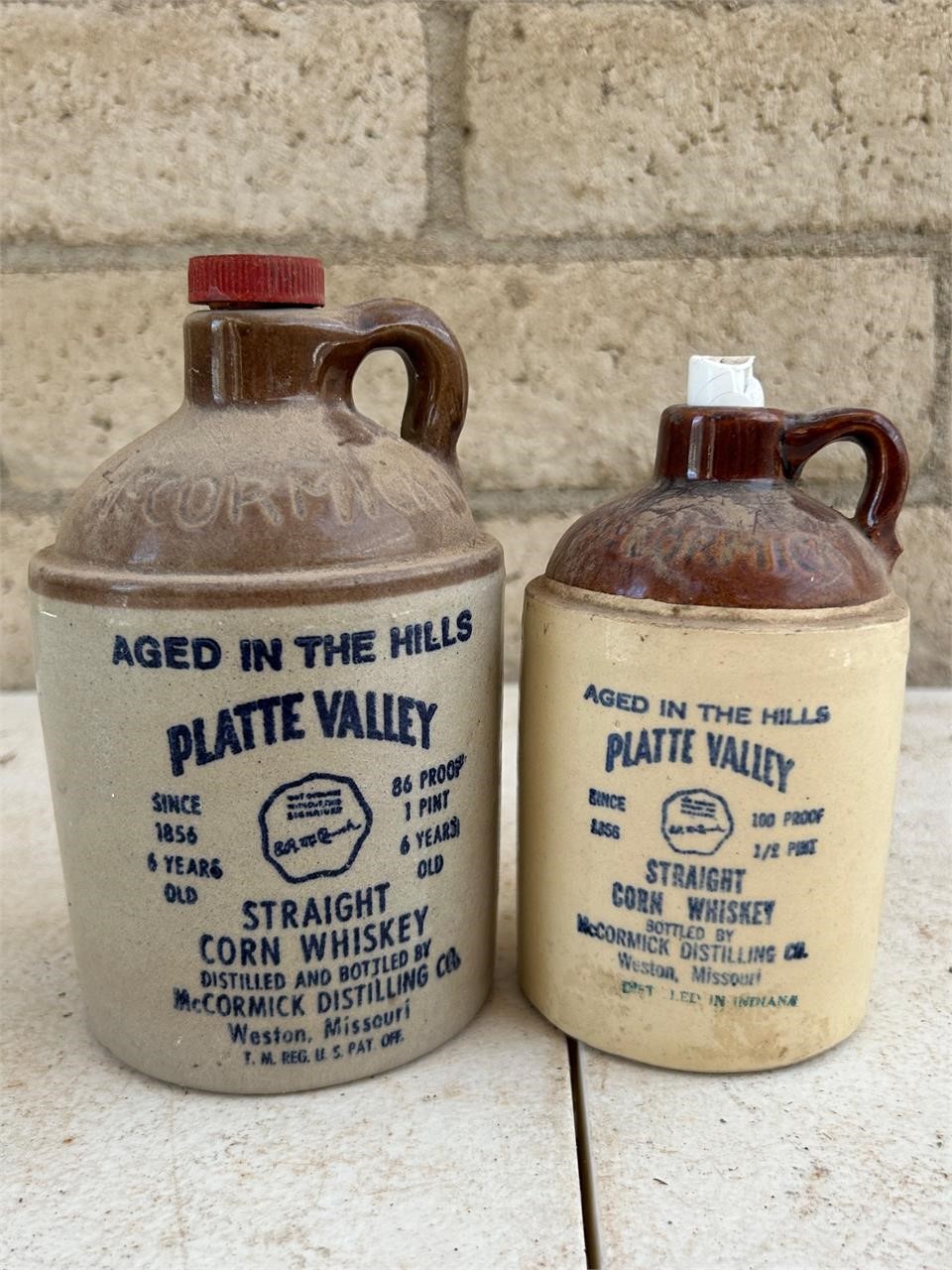 Platte Valley Straight Corn Whiskey Jugs