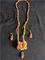 Coral necklace and earrings