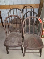 LOT OF 6 SPINDLE BACK WOOD CHAIRS- SOME