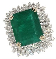 18k Gold 22.34 ct Natural Emerald & Diamond Ring