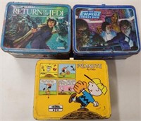 (3) Vintage Metal Lunchboxes - Star Wars - Snoopy