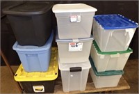 (9) Storage Totes - Various Sizes & Brands