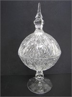 LARGE CRYSTAL FOOTED & LIDDED CANDY DISH