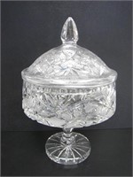 LARGE CRYSTAL FOOTED & LIDDED CANDY BOWL