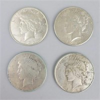 4 1923-S 90% Silver Peace Dollars.