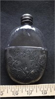 Engraved Metal & Glass Flask