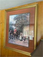 Wall art print  gold frame vintage scene