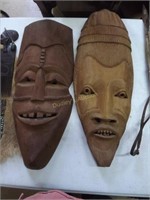 2 Angolan Hand Carved Ceremonial Masks
