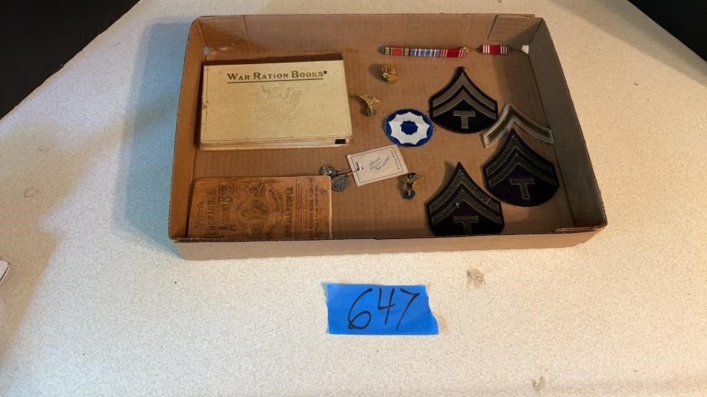 War ration books, military patches & more