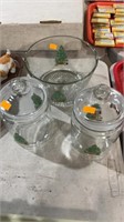 2canisters and glass bowl Christmas
