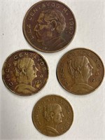 1957-1973 MEXICO CENTAVOS 4 COINS