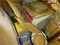 2 Boxes of vintage items and tins