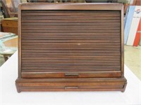 ANTIQUE MAHOGANY ROLL FRONT CABINET 19"T X 25"W X