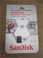 SANDISK 2 pack 32GB Micro SDHC UHS-I Cards
