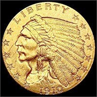 1910 $2.50 Gold Quarter Eagle CLOSELY