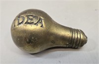 Brass Idea Light Bulb Paperweight Decor Sculpture