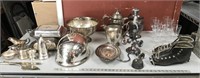 Large Assortment Of Silver Plate, Vintage Leather