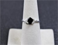 Genuine garnet & diamond ring