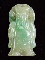 Burma Green Jadeite God of Wealth Pendant