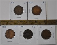 1912 thru 1916 Canada 1 cent coins