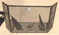 Vintage wrought iron sailboat fireplace screen