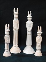 terra cotta bunny rabbit figurines 4 total