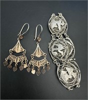 Vintage Sterling silver bracelet/earrings