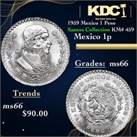 1959 Mexico 1 Peso Santos Collection KM# 459 Grade