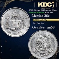 1951 Mexico 25 Centavos Silver Santos Collection K