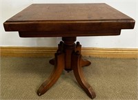 ANTIQUE PINE TOP SWIVEL ACCENT TABLE