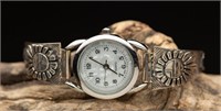 AT Sterling Silver Hopi Tawa Ladies Wristwatch