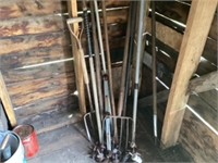 Various Garden Tools, small water barrel