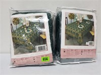 (2) Green Crochet Tablecloths-1 Oblong 68X122 & 1