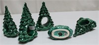 Set of 16 Ceramic "Christmas Tree" Napkin Rings