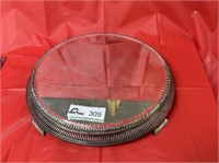 12 inch silver plated round mirrored vanity tray