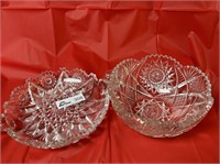Cut crystal bowl and double handled platter