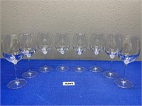 8 Crystal Stemware Wine Glasses 9" Tall