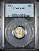 1913-S Barber Dime MS62 PCGS