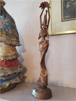 Vtg. Carved Bali Lady Figure