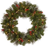 Pre-Lit Artificial Christmas Wreath, Green