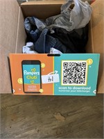 BOX OF MISC KIDS CLOTHES & SHEETS