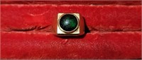 10KT Gold  and Green Gemstone Men's Ring