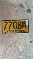 1934 Pennsylvania License Plate