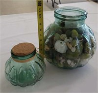 Green decor glass jars